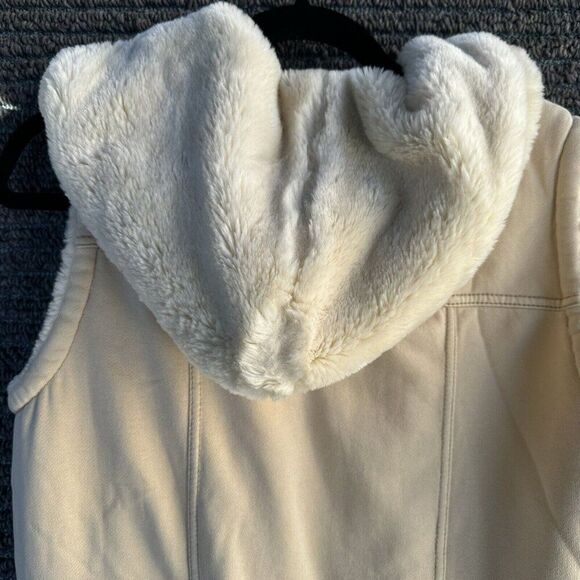 Vintage GAP Women's Hooded Vest Size Small Soft Faux Fur Lined Warm Knit Jacket - Picture 5 of 10